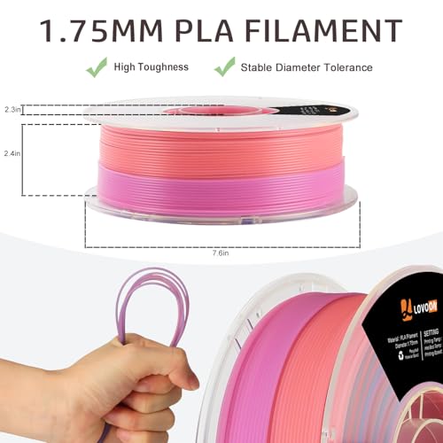 Image of LOVOON 3D Printer Filament Luminous Glow Rainbow PLA,Magic irradiative 3D PLA Filament 1.75mm, for Halloween and Christmas Decorations, Glow-Rainbow 5,1KG(2.2lbs) /Spool