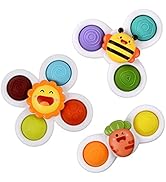 LOL-FUN 3個おかしいベビーバスおもちゃ吸引カップトップスピントップ吸盤おもちゃターンテーブル回転風車ストレスリリーフ教育おもちゃ年齢0-3年