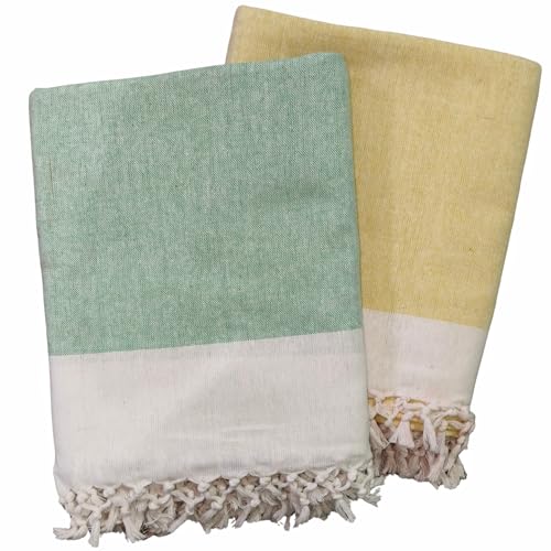 Image of Single Bed Sheet Cotton | for Single Bed, 60 x 90 inch, Pure Cotton, Breathable Fabric, Pack of 2 Pink & Yellow (2, FN-Yellow-Green)