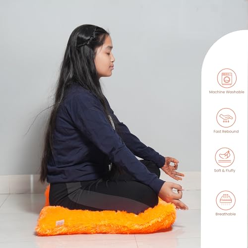 Image of NEXTGO Floor Seat Cushions Yoga Meditation Mat Pooja aasan Soft Extra Comfortable Feather Touch Last Long Upto Washable Material Size 24 x 30 Inch 2 x 2.5 Fit (Orange)