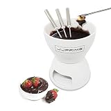 Compacto y portátil: nuestra fondue de cerámica compacta se desmonta en 2 piezas para un fácil almacenamiento, viene con 4 tenedores de acero inoxidable para ser utilizado para disfrutar de tu delicioso chocolate y queso. Ya sea una dulce noche de verano o el frío invierno, el juego de fondue derretirá el corazón de todos