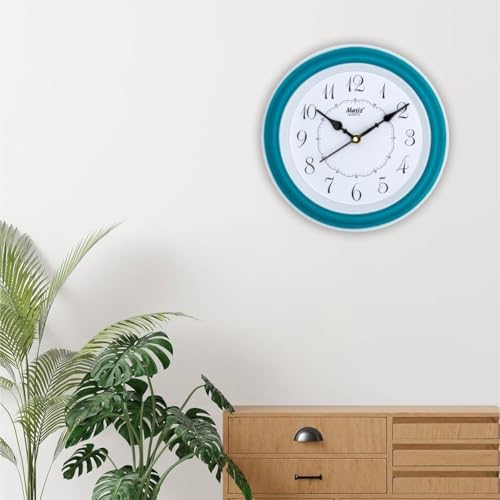 Image of Matiz Analog 30 cm X 30 cm Wall Clock | Brown | with Glass | Standard| 107 Green