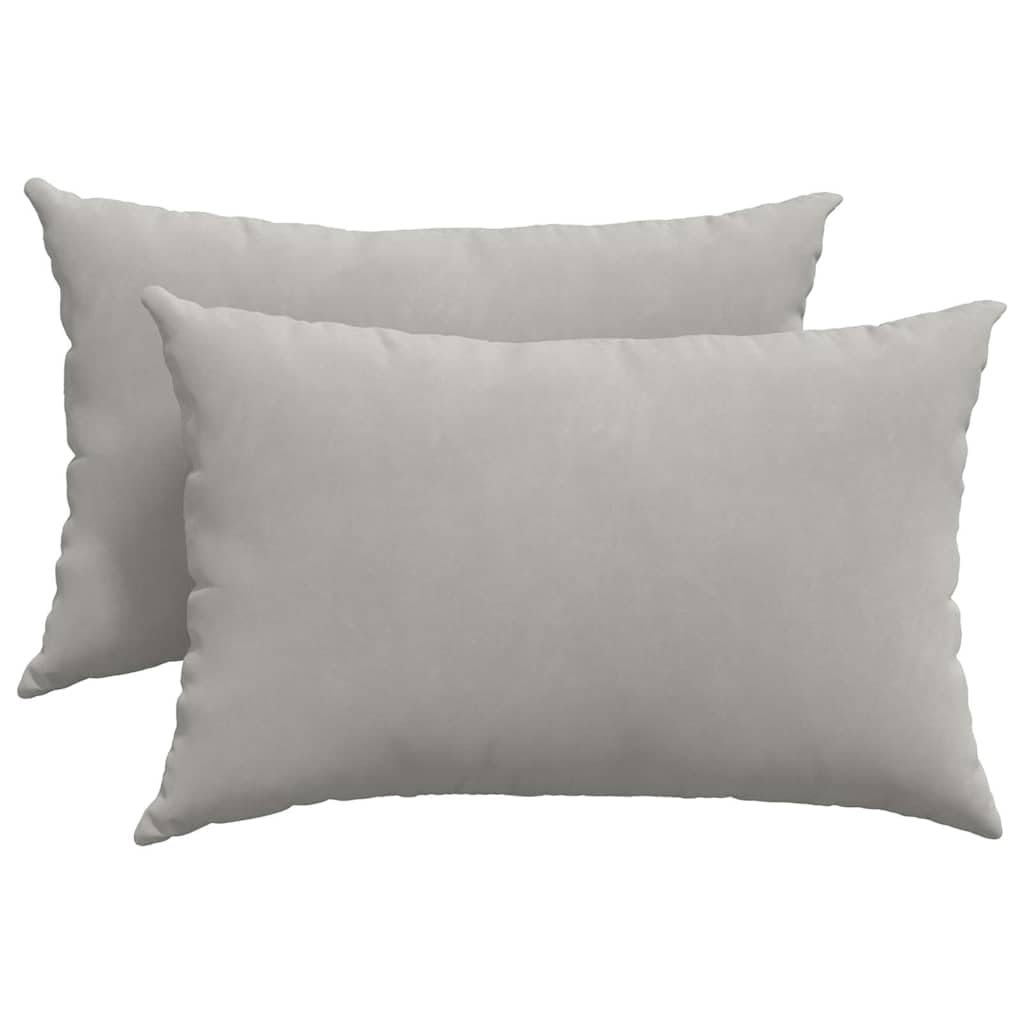 Cuscino divano 2 pezzi grigio chiaro 60x40 cm tessuto con cerniera imbottitura poliestere