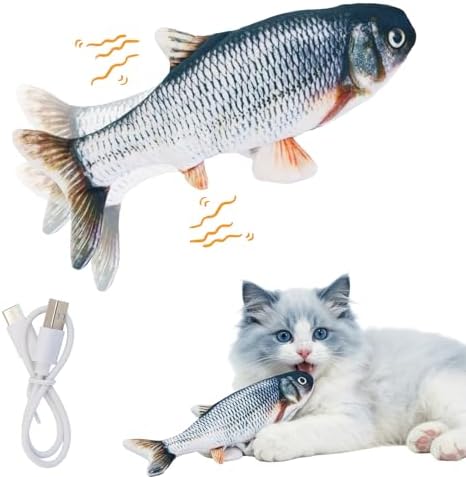 Flopping Fish Cat Toy, Interactive Moving Plush Cat Kicker Toy wi...