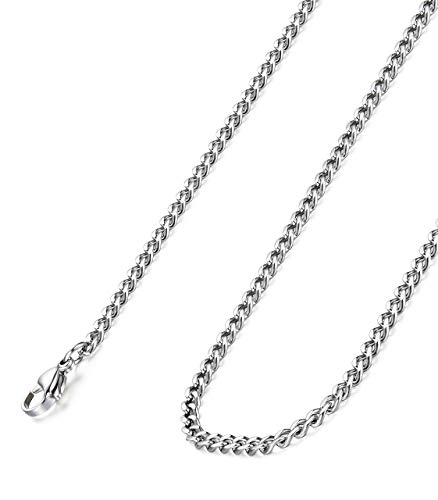 Image of FIBO STEEL 3.5-10mm Stainless Steel Cuban Necklace Mens Women Curb Link Chain, 16-30 inches