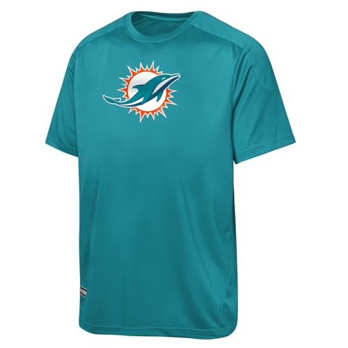 Outerstuff NFL Men's Team Spike Short Sleeve Tee, Comfortable Fit, Official Licensed Gear, Miami Dolphins, Size X-Large