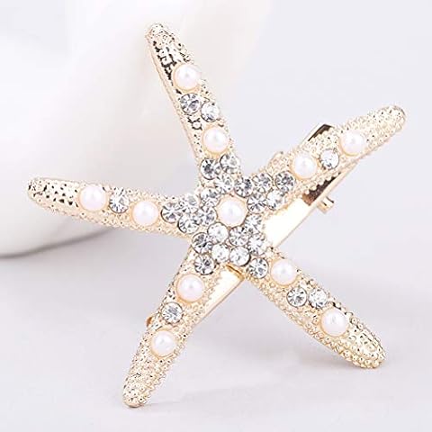 LIGONG 5Pcs Starfish Hair Pins, 2 Inches Rhinestone Alloy Hair Pins Bridal Hairpin Set Beaded Hair Accessories for Women and Girls Cover