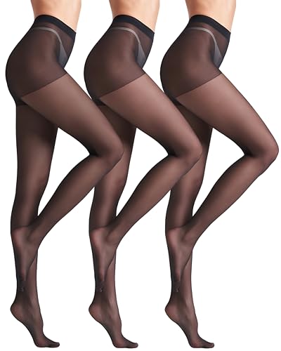 Image of leg elegant 3 Pairs 20D Women's Sheer Tights Ultra Sheer Pantyhose with Control Top