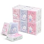 Terdey Pocket Tissue, 27 Bag Travel Size, 3-Ply White Paper, Rabbit Print, 216 Sheets, Convenient for Outings, School, Work