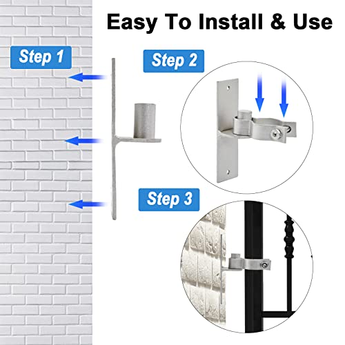 Ganggend 1-3/8 Inch Wall Mount Gate Hinge 4 Pack Pipe Gate Hinge Chain Link Fence Gate Metal Hinges Fence Post Chain Link Silver (Screws Included) #TOP5