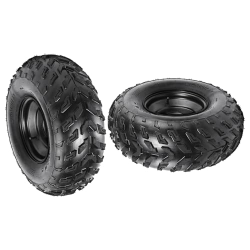 Kemblawolf 23x7-10 Off-Road Tire and Wheel Rim Set with 4-Bolt Pattern, 110mm Spacing - Tubeless Tire for ATV, UTV, Go Kart, Golf Cart, Lawn Mower, Dune Buggy, Garden Tractor, Utility Vehicles (2)