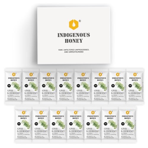 Image of INDIGENOUS HONEY Pure Ajwain Honey Raw Organic Sachet 15 x 0.53 oz