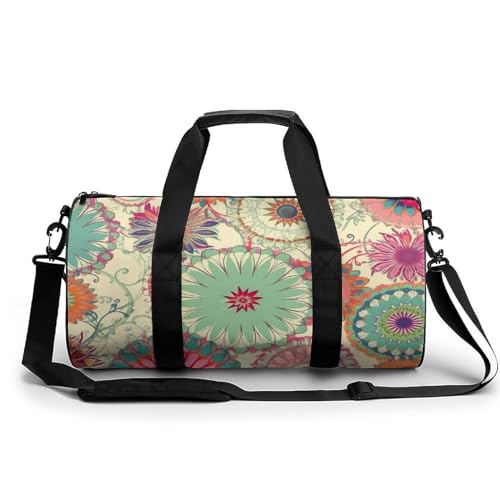 Sac de voyage en toile floral blanc de 45 cm pour le sport et le yoga