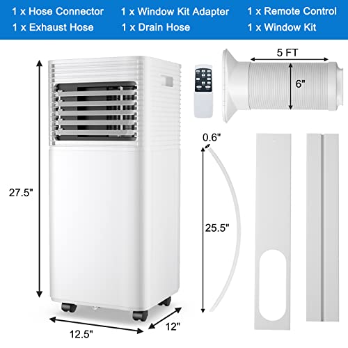 Image of GOFLAME Portable Air Conditioner, 8000 BTU Powerful AC Unit with Remote Control and 4 Universal Casters, 3-IN-1 Air Cooler & Dehumidifier & Fan with 24H Timer for Living Room, Bedroom, Office, White