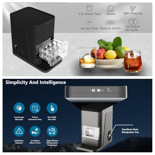 Ice Sphere Maker, controsoffitto Whisky Ice Machine con funzione autopulente, sfere di ghiaccio cristalline, 84 sfere al giorno per casa/bar