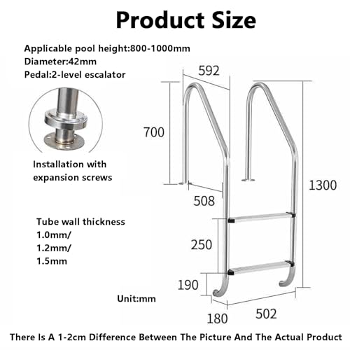 Escalera para piscina de acero inoxidable 2 peldaños miniatura 2