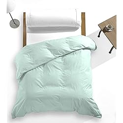 Catotex - Funda nórdica espigas Estampada + Lisa Reversible Trasera para edredón. 50% algodón 50% Poliester. Cama 90 cm Agua Marina. Modelo Kobe