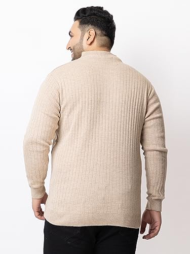 Image of Kvetoo Plus Size Men High Neck Zipper Full Sleeve Woolen Winter Sweater