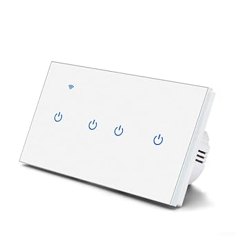 Smart-Wall Touch Light Switch With Tempered Glass Panel, WiFi Remote And Voice Control For Alexa And Google Home, For Tuya And Smart-Life App Compatible, Neutral(4 Gang-White)
