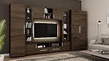 wohnwand nussbaum weiß braun 5 Möbel in 1 - VOLLAUSSTATTUNG - Dank dieser Wohnwand im Komplettset erhalten Sie eine Vollausstattung für Ihr Wohnzimmer. Die Wohnwand besteht aus: geräumige Schränke, zwei kleine integrierte Vitrinen, TV-Tisch, TV-Lowboard, Hängeschrank.