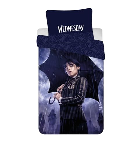 Wednesday Addams Rain Bettwäsche 140x200 + Kissenbezug Baumwolle