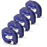 dymo 91201 letratag plastic tape zwart op wit 12mm Adecuado para uso interior, mejor adherir a la mayoría de superficies limpias y suaves, como plástico, cristal, metal, madera y más.