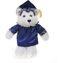 Plushland Husky Plush Stuffed Animal Toys Present Gifts for Graduation Day, Personalized Text, Name or Your School Logo on Gown, Best for Any Grad School Kids 8 Inches Navy
