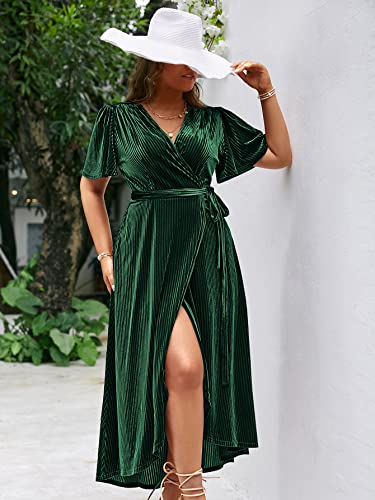 Image of BerryGo Women's Velvet V Neck Wrap Semi Formal Dress Cocktail Party Maxi Dress for Wedding Guest
