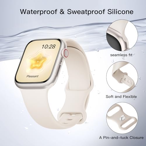 Sport Silicone Band Compatible with Apple Watch Bands 40mm 38mm 41mm 44mm 45mm 42mm 49mm Women Men,Soft Wristband Waterproof Replacement Sport Strap for iWatch Bands Series 9 8 7 6 5 4 3 2 1 SE Ultra — view 7