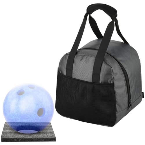 Cosmos Single Bowling Ball Tote Bag Storage Handbag with Ball Holder Pad, Anti-Scratch Compartment & Handle Strap Fits for Use onto Ball Roller, Trolley Bag & Luggage (Bowling Ball NOT included) by Cosmos - Used condition - US$18.99