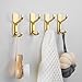 pickpiff Adhesive Wall Coat Hooks - Heavy Duty Stick-On Door Hanger, Metal Hook for Hanging Towel,Purse, Robe, Backpack, Jacket, Clothes - for Bathroom,Dorm, Closet, Kitchen - Gold, 6 Pack