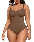 FeelinGirl Bodysuit Shapewear for Women Tummy Control Full Body Shaper Seamless Brown M-L