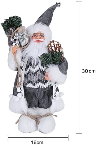 Christmas Father Santa Decor Figures Free Standing Christmas Dolls Xmas Santa Claus Indoor Table Fireplace Decoratons Xmas Party Home Christmas Decor Ornament Gifts 30CM (Grey Santa Claus)