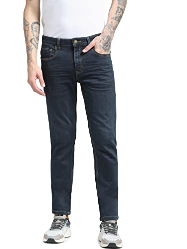 JACK & JONES Men's Mid Rise Regular Fit Jeans(162028701_Dark Blue Denim_38/34)