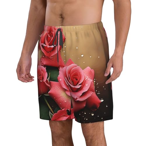 Men's Swim Trunks Quick Dry Board Shorts Mens Bathing Suit Swimsuits Roses Beach Shorts with Pockets3