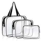 MBZSRHY Clear Makeup Bags 3 Pack TSA Approved Toiletry Bag,Waterproof Transparent PVC Plastic Tote Cosmetic Bag Carrying Airport Airline Compliance Bag Tote Bag