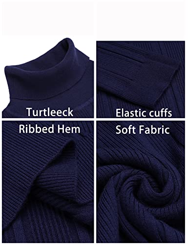 Babioboa Men's Thermal Turtleneck Pullover Sweater Casual Ribbed Slim Fit Top Knitted Solid Fall Winter(Navy Blue,S) #TOP5