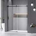 56-60" W x 72" H Shower Door,Frameless Sliding Shower Door with 1 Handle,Shower Glass Door with 5/16" (8mm) Clear SGCC Tempered Glass, Stainless Steel Hardware,Matte Black