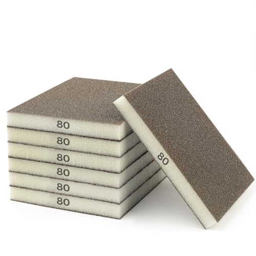 STEBRUAM 6 Pieces Sanding Sponges, 80 Grits Specifications Sanding Pads for DIY sanding tools,metal polishing,wood polishing, car polishing