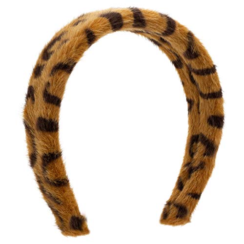 Wee Ones Girls' Cheetah Print Faux Fur Tapered Headband, Brown Cheetah Print