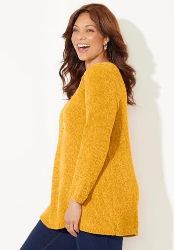 Catherines Women's Plus Size Chenille Cable-Knit Boatneck Sweater3