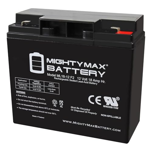 Mighty Max Battery ML18-12F2-12 Volt 18 AH, F2 Terminal, Rechargeable SLA AGM Battery by Mighty Max Battery - Used condition - US$33.12