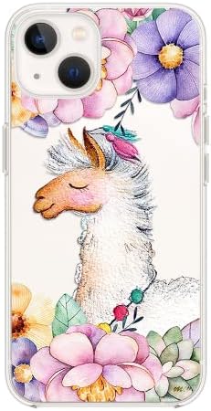 FancyCase iPhone 14 Case (6.1inch)-Women Girls Cute Floral Llama Design Pretty Cartoon Animal Pattern Flexible TPU Protective Clear Case Compatible with iPhone 14 (Floral Llama)