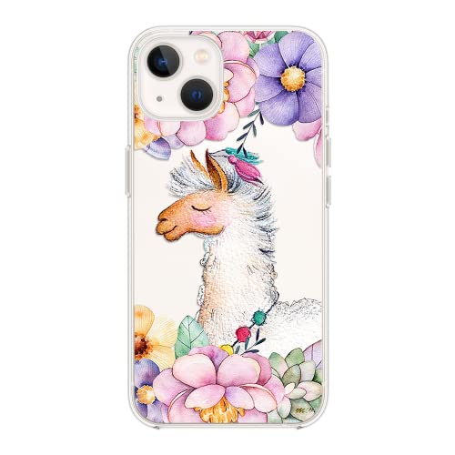 Fancycase Iphone 14 Case (6.1Inch)-Women Girls Cute Floral Llama Design Pretty Cartoon Animal Pattern Flexible Tpu Protective Clear Case Compatible With Iphone 14 (Floral Llama) #TOP3