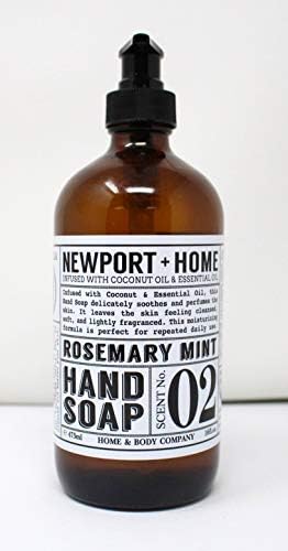 2 Bottles, Newport + Home Hand Soap, Rosemary Mint 16 oz, Infused w/Coconut Oil & Essential Oil by Home and Body Co