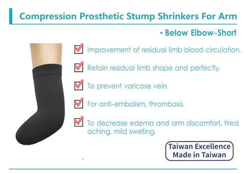 JianiMed Prosthetic Stump Shrinkers for Arm–Below Elbow - Short, Compression, Healthcare, Amputee arm Sleeve, 20-30, Elastic, Taiwan Excellence L - Thumbnail 3