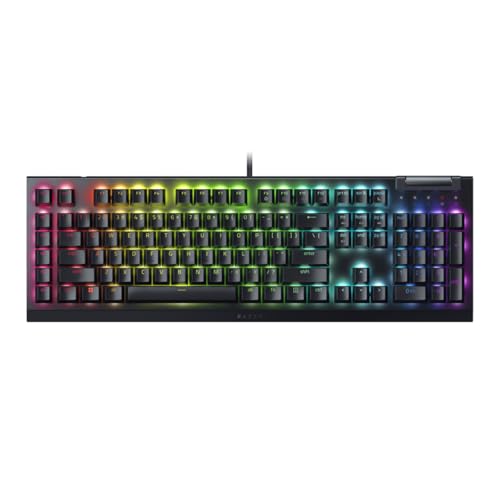 Razer BlackWidow V4 X -Yellow Switch 6 Dedicated Macro Keys I Multi-Function Roller and Secondary Media Keys I Mechanical Gaming Keyboard Chroma RGB- Black - RZ03-04701800-R3M1