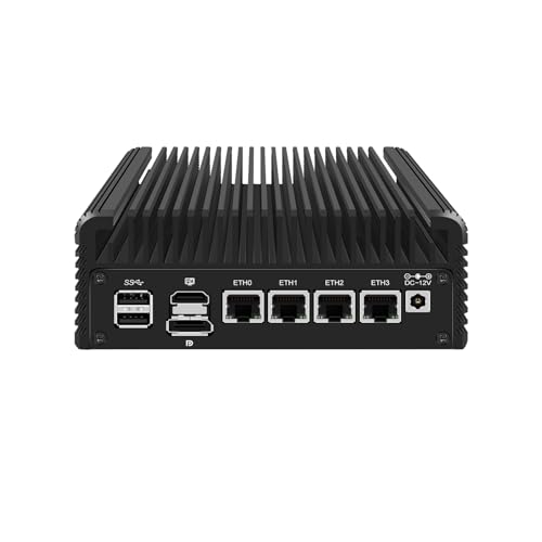 Image of HUNSN Micro Firewall Appliance, Mini PC, VPN, Router PC, Alder Lake-N 12th Gen N100, HUNSN RJ35, GPIO, TF Slot, HDMI, DP, 4 x 2.5GbE I226-V, Barebone, NO RAM, NO Storage, NO System