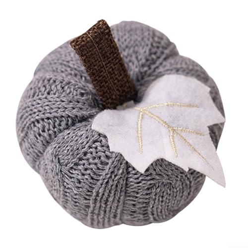 Ornamenti decorativi a maglia a forma di zucca, in morbido tessuto di lana, mini zucche per artigianato, decorazioni autunnali, decorazioni autunnali, Halloween, Ringraziamento, Natale, 9 x 6 cm,