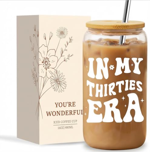 NOOMII 30th Birthday Gifts for Women - 16oz in My Thirties Era Iced Coffee Cup -Unique 30 Birthday Present for Bestie, Sister, Daughter, Wife